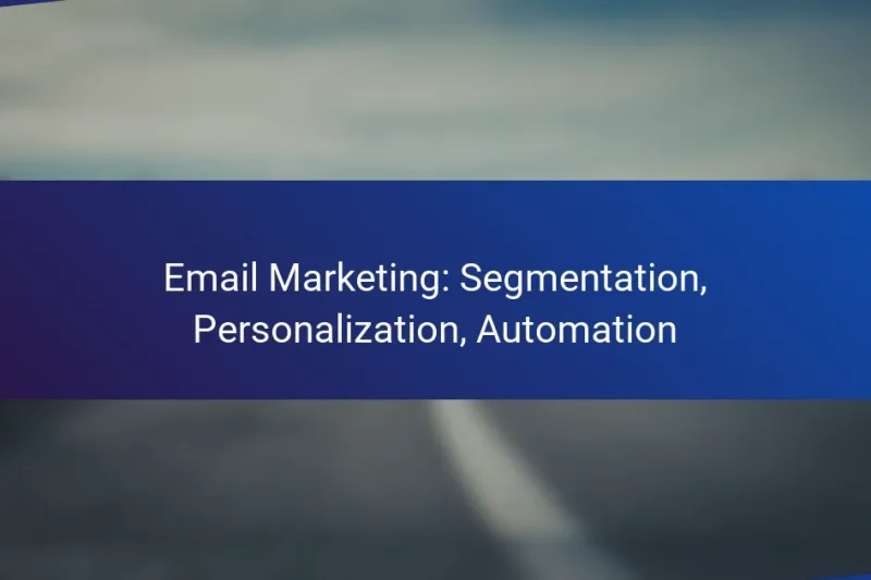 Email Marketing: Segmentation, Personalization, Automation