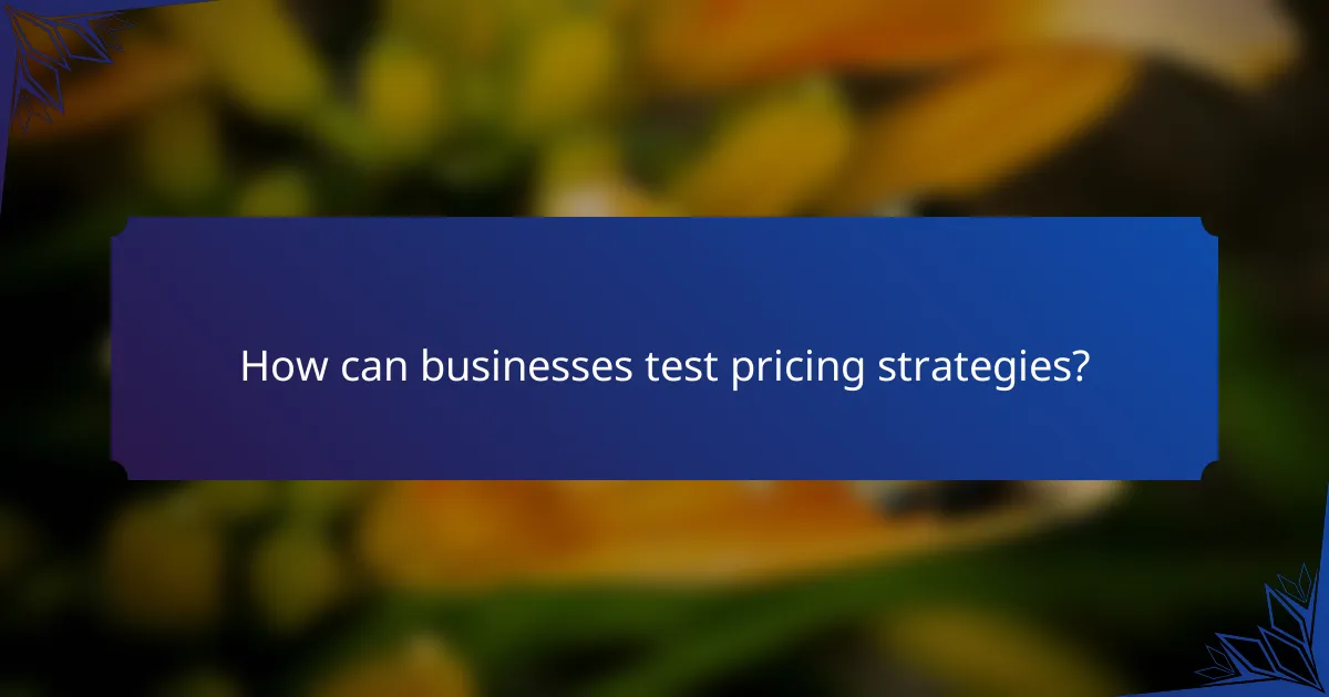 How can businesses test pricing strategies?