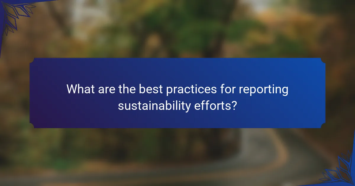 What are the best practices for reporting sustainability efforts?