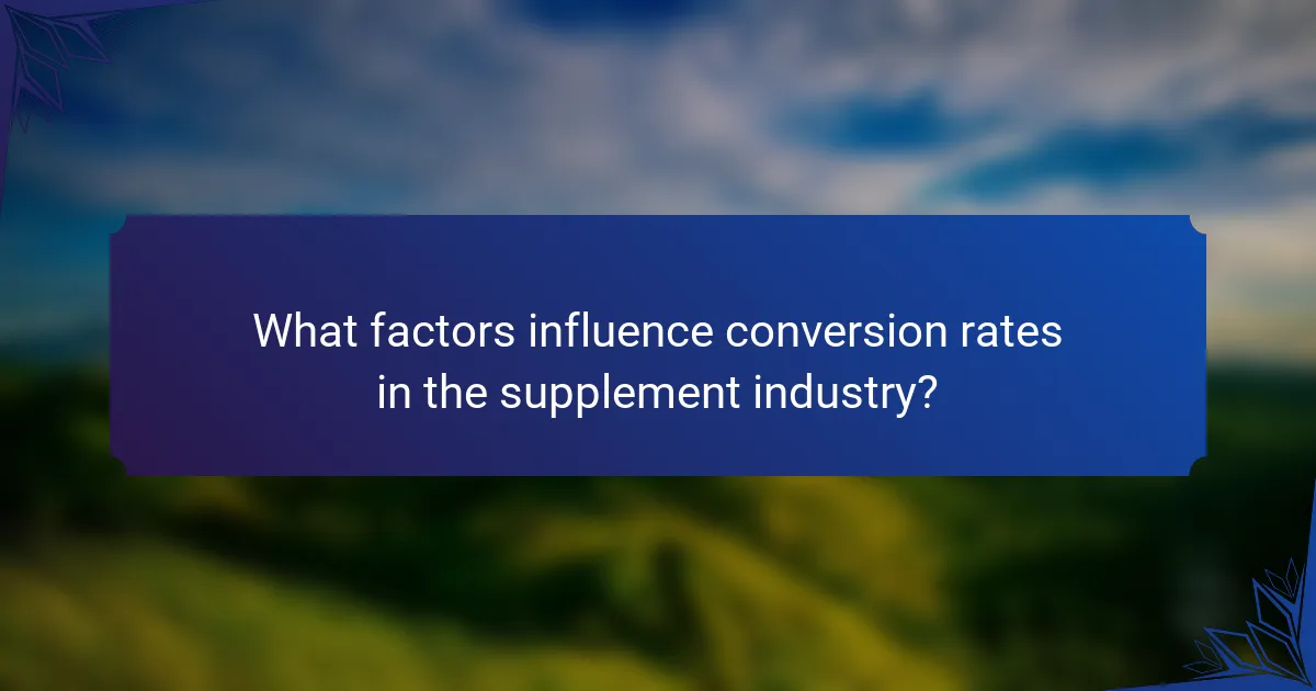 What factors influence conversion rates in the supplement industry?
